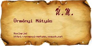 Ürményi Mátyás névjegykártya
